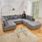 Riess Ambiente Moderne Xxl Wohnlandschaft Kent 305Cm Grau Federkern  Inklusive Hocker Und Kissen U Sofa Big Sofa Couch Regarding Wohnlandschaft Grau