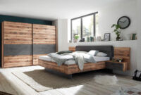 Schlafzimmer Komplett Set 4-Tlg. Alicante Bett 180 Kleiderschrank  Schwebetüren 270 Cm Nachtkommoden Braun Grau Alpine Lodge with Schlafzimmer Günstig Komplett